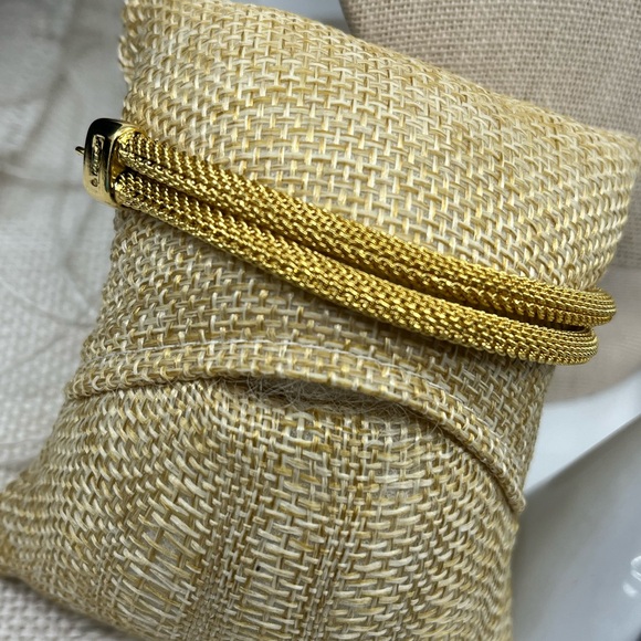 Vintage Rare 1980s Monet Gold-Tone Double Strand Mesh Bracelet - Picture 10 of 14